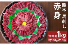 熊本 馬刺し 赤身 約1kg (約100g×10個) 生姜 タレ付き 馬刺 馬肉【90日以内に出荷予定（土日祝除く）】