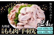 九州産 若鶏もも肉(約310g×3袋)・手羽先セット(約500g×3袋) 合計約2.4kg 《30日以内に出荷予定(土日祝除く)》