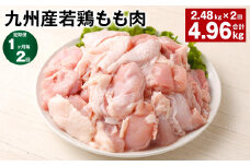 【1ヶ月毎2回定期便】 九州産若鶏もも肉 計約4.96kg（約2.48kg×2回） 鶏肉 もも肉 お肉【お申込み翌月から出荷】