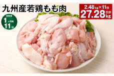 【1ヶ月毎11回定期便】 九州産若鶏もも肉 計約27.28kg（約2.48kg×11回） 鶏肉 もも肉 お肉【お申込み翌月から出荷】
