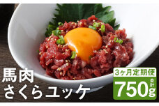【3ヶ月定期便】 馬肉 さくらユッケ 250g（50g×5パック）×3回 《お申し込みの翌月発送》お肉 肉 ユッケ 赤身 馬刺し 馬刺 馬ユッケ 定期 小分け カット 冷凍 