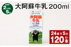 【2ヶ月毎5回定期便】 大阿蘇牛乳 200ml 計120本（24本×5回） 牛乳 乳飲料 乳性飲料【お申込み翌月から出荷】