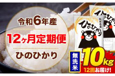 【12ヶ月定期便】令和6年産 無洗米 10kg 米 ひのひかり《お申込み月の翌月から出荷開始》熊本県 菊池市 国産 熊本県産 白米 精米 無洗米 送料無料 ヒノヒカリ こめ お米 