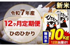【12ヶ月定期便】新米 令和7年産 無洗米 10kg 米 ひのひかり《お申込み月の翌月から出荷開始》熊本県 菊池市 国産 熊本県産 白米 精米 無洗米 送料無料 ヒノヒカリ こめ お米 