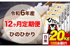 【12ヶ月定期便】令和6年産 白米 20kg 米 ひのひかり《お申込み月の翌月から出荷開始》熊本県 菊池市 国産 熊本県産 白米 精米 無洗米 送料無料 ヒノヒカリ こめ お米 