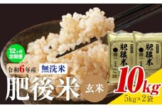 【12ヶ月定期便】熊本県産 肥後米 無洗米 玄米 10kg 1袋5kg 米 お米 令和6年産 九州産 熊本県産 送料無料《お申込み翌月に出荷予定》玄米 無洗米 米