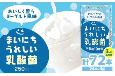 常温保存可能【1ヶ月毎3回定期便】まいにちうれしい 乳酸菌 ヨーグルト風味 250ml×24本 計72本 合同会社たべたせいか《お申し込みの翌月から出荷》熊本県 菊池市 紙パック ヨーグルト飲料 乳酸菌 ドリンク 飲み物 飲料 常温保存 国産 熊本県産