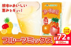 常温保存可能 【1ヶ月毎3回定期便】フルーツミックス 250ml×24本 計72本 合同会社たべたせいか《お申し込みの翌月から出荷》熊本県 菊池市 ミックスジュース らくのうマザーズ フルーツ牛乳 フルーツ ジュース 紙パック ジュース ドリンク