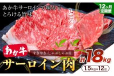 【12ヶ月定期便】あか牛 すきやき・しゃぶしゃぶ用 サーロイン肉 合計18kg 1回 500g×3パック 合同会社たべたせいか《お申し込みの翌月から出荷》赤牛 牛肉 肉 お肉 すきやき すき焼き しゃぶしゃぶ サーロイン 熊本県産 菊池市 送料無料
