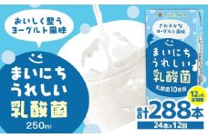 常温保存可能【1ヶ月毎12回定期便】まいにちうれしい 乳酸菌 ヨーグルト風味 250ml×24本 計288本 合同会社たべたせいか《お申し込みの翌月から出荷》熊本県 菊池市 紙パック ヨーグルト飲料 乳酸菌 ドリンク 飲み物 飲料 常温保存 国産 熊本県産