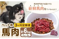 【3ヶ月定期便】ペット用馬肉 2kg × 3回 計6kg 五右衛門フーズ《申込月の翌月から出荷開始》 ペット用 犬用 肉 馬肉 熊本県 菊池市