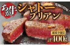 高級部位！熊本ブランド和牛”あか牛”のシャトーブリアンステーキ肉 200g×2枚約400ｇ 一頭の牛から約600ｇしかとれない希少部位！！ あか牛 赤牛 ヘルシー 赤身 褐色和牛 和牛 高級 赤身 シャトーブリアン ステーキ 牛肉 贅沢 ごちそう 料理 焼くだけ 簡単 記念日 ディナー 人気 国産 バーベキュー 冷凍 熊本 くまもと 贈り物 ギフト 熊本県 阿蘇市