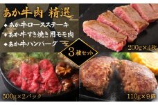 阿蘇あか牛 牛肉精選3種セット Ver.4 （ステーキ・すき焼き用肉・あか牛ハンバーグ） くまもとあか牛 あか牛 赤牛 牛肉 ロースステーキ ステーキ すき焼き用 ハンバーグ 国産 セット 詰め合わせ 簡単 お取り寄せ 冷凍 お土産 ギフト 贈り物 贈答用 豪華 贅沢 ご褒美 お祝い 人気 おもてなし 晩ご飯 ディナー ごちそう ジューシー おうちごはん ふるさと納税 熊本県 阿蘇市