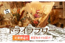 【定期便４回】春夏秋冬をイメージ！阿蘇のドライフラワーを４シーズンでお届け！（Sサイズ）イベント 贈答用  感謝 可愛い ピンク ブルー 青 オレンジ ホワイト 白 ブーケ お花定期便 綺麗 素敵 熊本県 阿蘇市