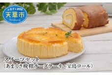 S041-001_スイーツセット(あまくさ晩柑チーズケーキ・宝島ロール)
