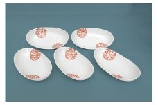 S026-012_天草 高浜焼 楕円カレー皿 5枚セット(赤)