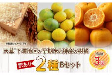 S040-T06_【定期便3回】天草 下浦地区の早期米と特産の柑橘2種Ｂセット(訳あり)【先行受付】