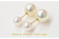 S101-184_あこや真珠 パール ピンク ピアス ベビー スタッド 両耳 7.5mm - 8mm × 5.5mm - 6mm（A：K18YG（イエローゴールド））