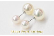 S101-185_あこや真珠 パール ピンク ピアス ベビー スタッド 両耳 7.5mm - 8mm × 5.5mm - 6mm（B：K14WG（ホワイトゴールド））