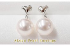 S101-288_7.5-8mm ホワイトピンク あこや真珠 パールピアス ハート パール ピアス 【K14WG】