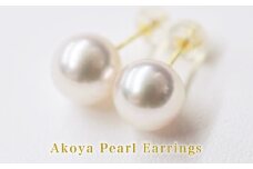 S085-319_天草産 8mm-8.5mm あこや真珠 ホワイトピンク 花珠級 スタッド パールピアス イヤリング 【A：ピアス K18YG（イエローゴールド）】