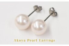 S085-322_天草産 8mm-8.5mm あこや真珠 ホワイトピンク 花珠級 スタッド パールピアス イヤリング 【D：ピアス チタン】