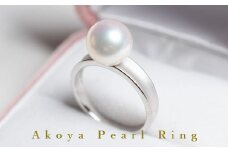 S085-340_天草産 プラチナ パール リング あこや真珠 ピンク　5号