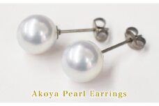 S085-362_8mm - 8.5mm あこや真珠 スタッドピアス ナチュラル【D：ピアス チタン】