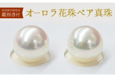 S101-357_真珠科学研究所 オーロラ花珠 鑑別書付 9mm - 9.5mm あこや真珠 イヤリング ホワイトピンク 【E：シリコン小 K18YG（イエローゴールド）※直結】