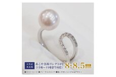 S101-386_あこや真珠 ホワイトピンク 8mm - 8.5mm 1粒 フリーサイズ リング SV シルバー 真珠 ジルコニア【C：14号(13号〜15号まで対応)】