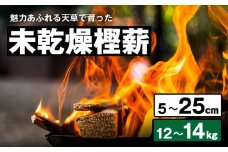 S163-012_魅力あふれる天草で育った未乾燥樫薪（天樫　5cm～25cmコロ薪　12～14kg）