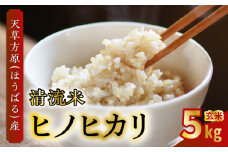 S150-004_天草方原（ほうばる）産　清流米　ヒノヒカリ　玄米5kg【先行受付】