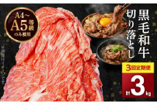 S001-001-T03_01_【定期便3回】A4～A5等級 黒毛和牛 切り落とし1kg（500g×2P）3か月連続お届け【2026年1月発送開始】