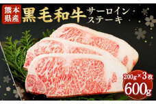 黒毛和牛 サーロイン ステーキ 600g 200g×3 牛肉 熊本