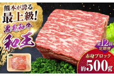 【全12回定期便】熊本県産A5等級 黒毛和牛 和王 赤身ブロック 約500g 計約6kg【帝神志方ミート 株式会社】 牛 肉 モモ もも 赤身 ブロック ローストビーフ 焼き肉 バーベキュー A5 和牛 国産 熊本 定期便 [AYCH029]