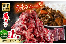 【全3回定期便】 馬スジ 計3kg 1回あたり1kg（500g×2パック） / 肉 お肉 馬肉 スジ 筋 煮込み 冷凍【五右衛門フーズ熊本店】 [AYBV031]
