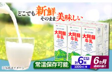 【全6回定期便】 大阿蘇牛乳 1000ml （6本入り） 牛乳 ミルク カルシウム 熊本県産 国産【合同会社 たべたせいか】 熊本 九州 生乳100% 常温  [AYCB022]