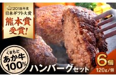 あか牛 くまモン ハンバーグ セット 120g×6個【一般社団法人クラッシーノこうし】ハンバーグ はんばーぐ 赤牛 あか牛 あかうし 小分け 冷凍 惣菜 くまモン くまもん お土産 [AYAB010]