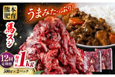 【全12回定期便】 馬スジ 計12kg 1回あたり1kg（500g×2パック） / 肉 お肉 馬肉 スジ 筋 煮込み 冷凍【五右衛門フーズ熊本店】 [AYBV015]