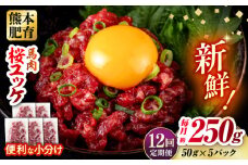 【全12回定期便】馬肉 さくらユッケ 50g×5パック 計250g お肉 桜ユッケ 赤身 生食 小分け 冷凍【五右衛門フーズ熊本店】 [AYBV018]