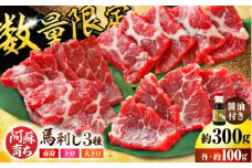 【数量限定】阿蘇馬 馬刺し3種霜降り入（赤身・大トロ・トロ）約300g（専用醤油付き 150ml×1本）【阿蘇牧場】馬刺し 食べ比べ セット 赤身 大トロ トロ 霜降り 熊本 合志市 [AYBX072]