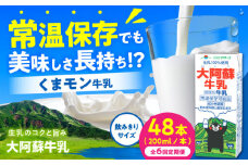 【全6回定期便】大阿蘇牛乳 ロングライフ くまモンラベル 200ml 48本（12本入り×4ケース） 9.6L【合同会社 福福堂】成分無調整牛乳 ミルク カルシウム 牛乳 常温保存 長期保存 送料無料 [AYAC056]