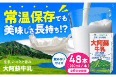 【全6回定期便】大阿蘇牛乳 ロングライフ 250ml 48本（12本入り×4ケース） 12L【合同会社 福福堂】成分無調整牛乳 ミルク カルシウム 牛乳 常温保存 長期保存 送料無料 [AYAC059]