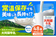 【全3回定期便】大阿蘇牛乳 ロングライフ 250ml 48本（12本入り×4ケース） 12L【合同会社 福福堂】成分無調整牛乳 ミルク カルシウム 牛乳 常温保存 長期保存 送料無料 [AYAC058]
