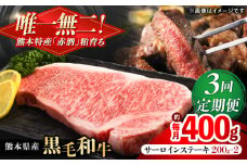 【全3回定期便】熊本県産 『原田畜産』 黒毛和牛 サーロイン ステーキ 計約400g（約200g×2枚）【有限会社 九州食肉産業】 黒毛 和牛 国産 サーロインステーキ お肉 肉 熊本県 熊本 合志 合志市 [AYCN051]