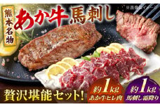 熊本の贅沢 あか牛 ヒレ肉 約1kg 霜降り 馬刺し 約1kg 堪能セット 【合同会社 たべたせいか】 赤牛 和牛 牛肉 馬肉 牛 馬 肉 霜降り ヒレ ヘルシー 冷凍  熊本県 [AYCB041]