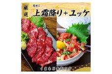 熊本 馬刺し 上霜降り (トロ) 約150g 馬肉 ユッケ 約150g 合計約300gセット【くまもと食彩の力】 冷凍 ヘルシー おつまみ たれ 馬 肉 桜肉 霜降り トロ 小分け 個包装 便利 熊本県 [AYAN042]