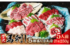 馬刺し 5種 盛り合わせセット 5人前 約250g 熊本直送【株式会社 Foody’s】 [AYAT011]