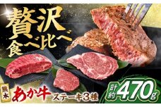 熊本 あか牛 ステーキ 食べ比べ 3種セット（ミニステーキ・ヒレステーキ・ロースステーキ） 各1枚 計約470g 熊本県産 牛 ミニ ヒレ ロース 肉 【合同会社 たべたせいか】 熊本県産 牛 ミニ ヒレ ロース 肉 赤牛 牛肉 柔らかい 希少部位 赤身 ヒレステーキ ロースステーキ  熊本 九州 国産 [AYCB086]