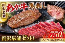 熊本の贅沢 あか牛 ヒレ肉 約450g 赤身 馬刺し 約300g 各3P（計約750g）【合同会社 たべたせいか】 [AYCB067]